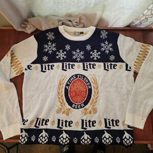 Miller Lite Beer Brewery Milwaukee Christmas Sweater Holidat Xmas Vintage XXL